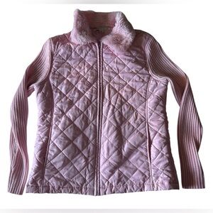 Carolyn Taylor Pink Faux Fur Trim Jacket